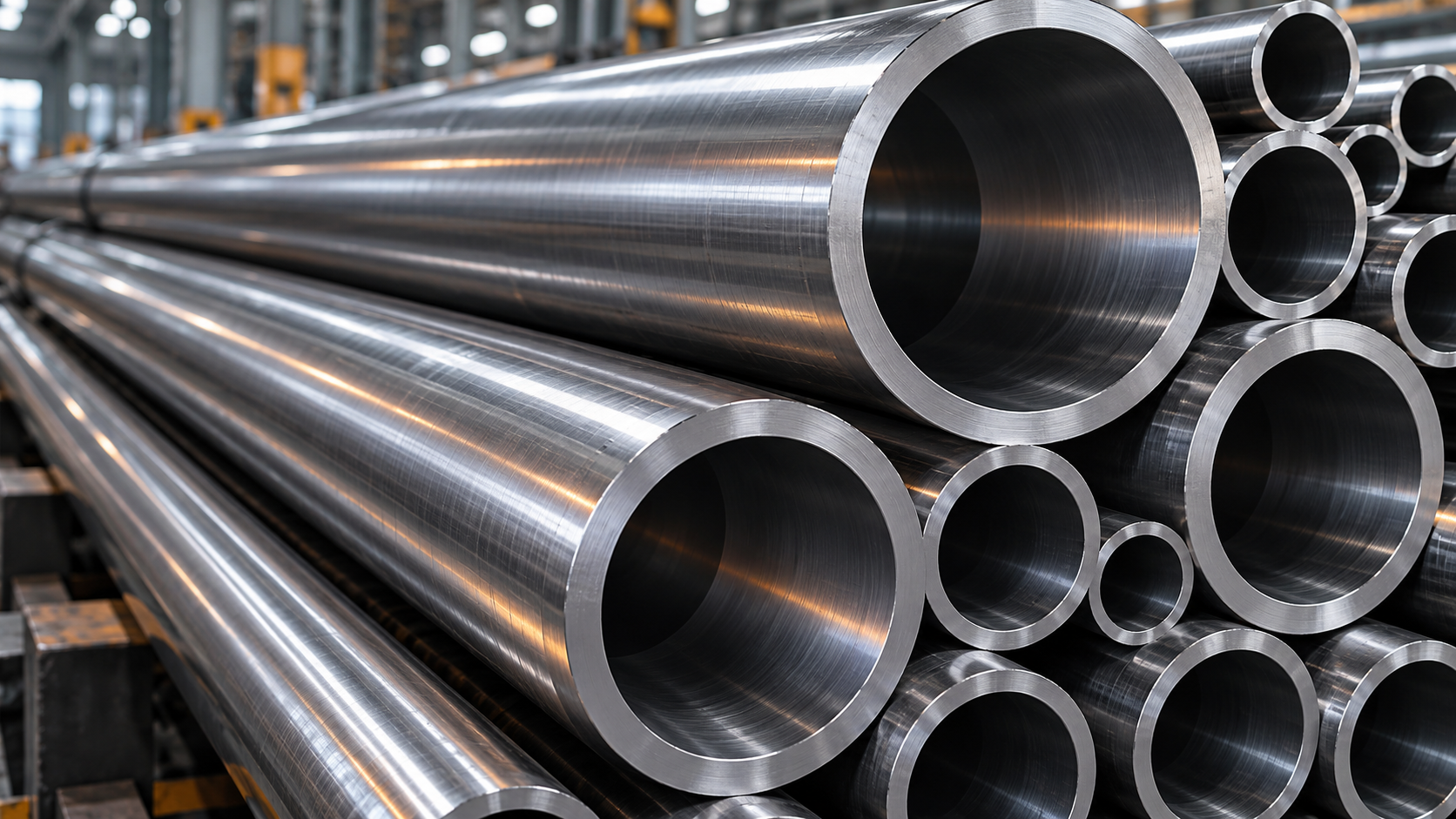 Illustrative close-up of precision seamless steel tubes